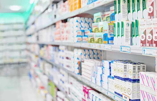 Pharmacy store shelf